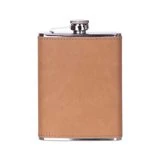 Cantimplora con funda de cuero café
