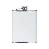 Cantimplora con funda de cuero blanca