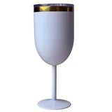 Copa de acero blanca borde dorado 350 ml