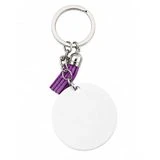 Llavero aluminio redondo 5cm con borla morada