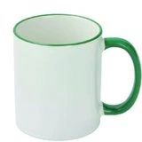 Taza asa y borde verde oscuro