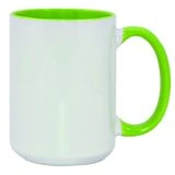 Taza asa interior verde claro de 15 oz