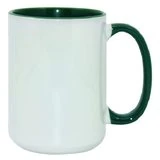 Taza asa interior verde oscura de 15 oz