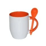 Taza naranja con cuchara