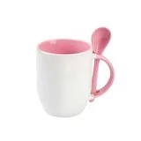 Taza rosada con cuchara
