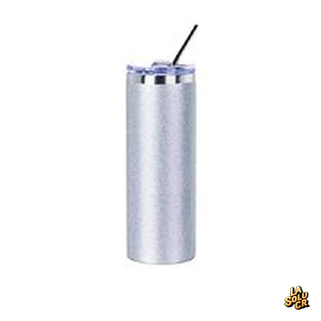 Skinny tumbler de acero plateado escarchado 600 ml