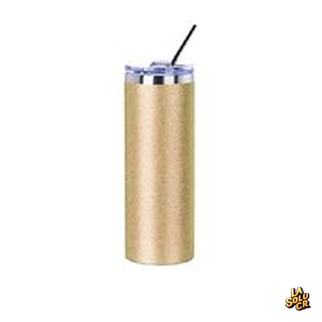 Skinny tumbler de acero dorado escarchado 600 ml