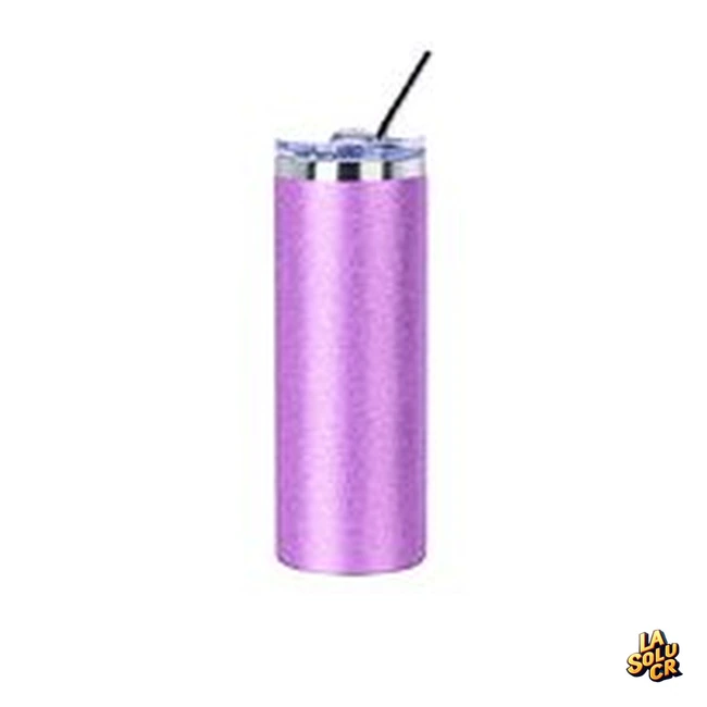 Skinny tumbler de acero rosado escarchado 600 ml