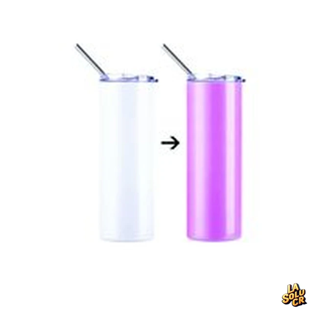 Tumbler UV de acero blanco - rosado 600 ml