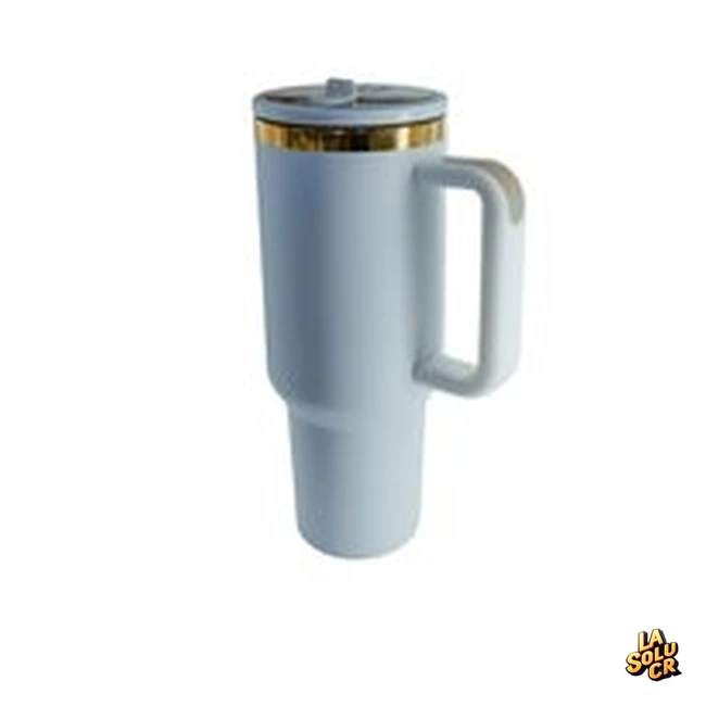 Tumbler blanco y dorado para grabado láser, 40 oz
