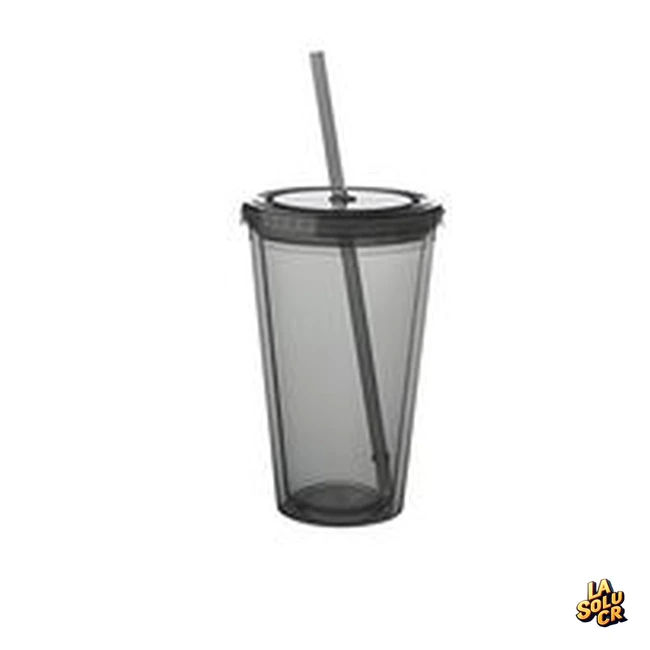 Vaso plástico transparente negro 16 oz
