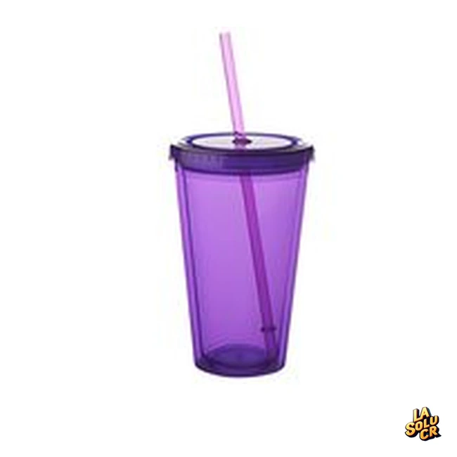 Vaso plástico transparente lila 16 oz