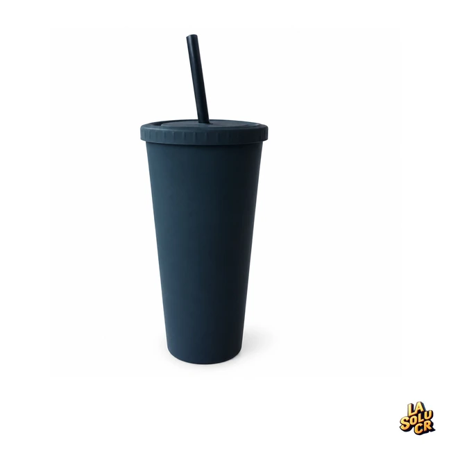 Vaso negro plástico 24 oz, doble pared, tapa rosca