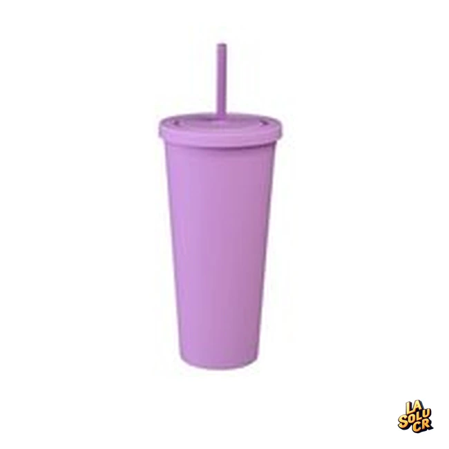 Vaso lavanda plástico 24 oz, doble pared, tapa rosca