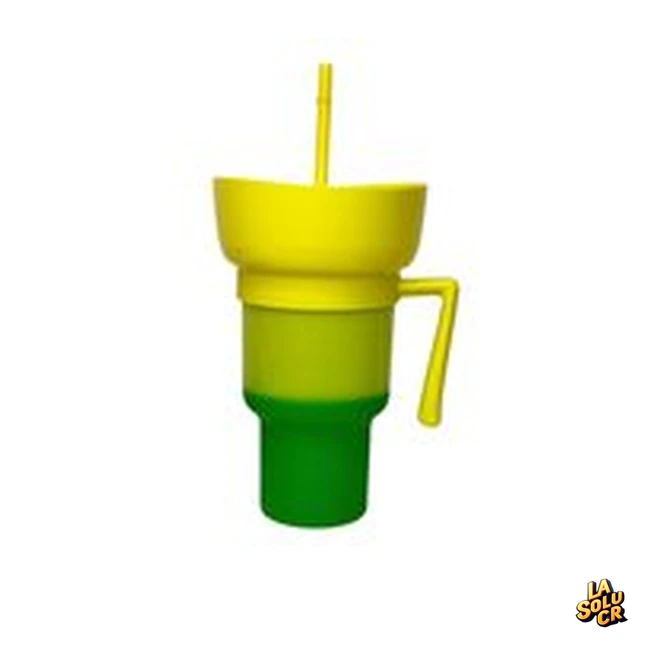 Vaso mágico especial con plato amarillo con verde