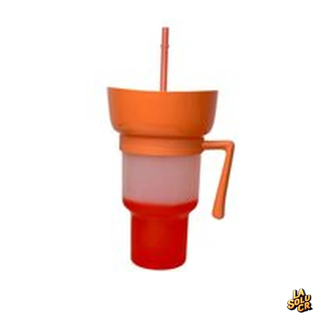 Vaso mágico especial con plato blanco con naranja