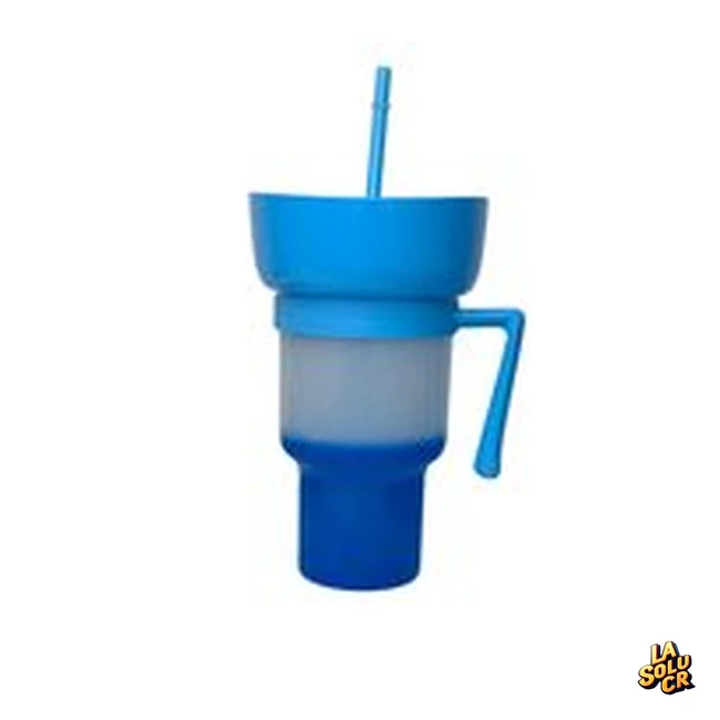 Vaso mágico especial con plato blanco con celeste