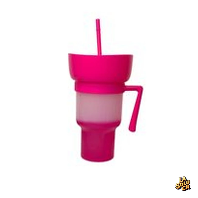 Vaso mágico especial con plato fucsia con blanco